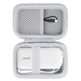 【Khanka 収納ケース】対応 Anker Power Bank (10000mAh, Fusion, Built-In USB-C ケーブル) (10000mAh 30W出力モバイルバッテリー搭載 30W出力USB充電器),オフホワイト（ケースのみ）