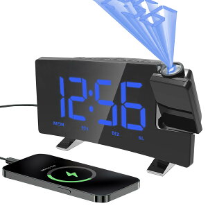 GHDVOP ڊo܂v LEDfW^ev uv 7C` ₷ V䓊e v 180°]e IV  4iK邳 FMWI 12H/24Hԕ\ A[/Xk[Y@\ 