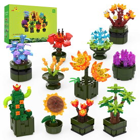 JMBricklayer 花多肉植物ビルディングブロックセット 大人用 10001 12パック 植物コレクション 小さな植物ビルディングブロック 花盆栽モデル 部屋 ホームデコレーション 女性 女の子へのかわいい花のギフト