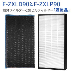 F-ZXLP90 F-ZXLD90 パナソニック加湿空気清浄機 集じんフィルター f-zxlp90 脱臭フィルター f-zxld90 交換用集塵・脱臭フィルターセット (2枚セット) 純正品ではなく互換品です