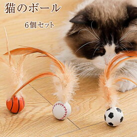 猫おもちゃ 猫の玩具 弾力ボール 羽毛ボール ボール 猫用 犬用 おもちゃ 運動不足 ストレス解消 体力消耗 6個セット フェザーボール 追跡 狩猟 バスケットボール サッカー 野球用 猫遊び ペット用品 6点セット
