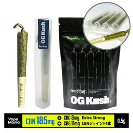 ＼30%OFFクーポン有／ CBN ジョイント VapeMania Extra Strong Total Cannabinoid 40%Over OG KUSH 1本0.5g/cbn185mg+cbd8mg+cbg11mg 5本2.5g/cbn925mg+cbd40mg+cbg55mg 高濃度 HERB joint ハーブ ベイプマニア ヘンプ テルペン ストレス 日本製 送料無料 No thc how to roll