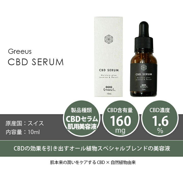 楽天市場】＼30%OFFクーポン有／ CBD 美容液 セラム 肌用 肌 Greeus 