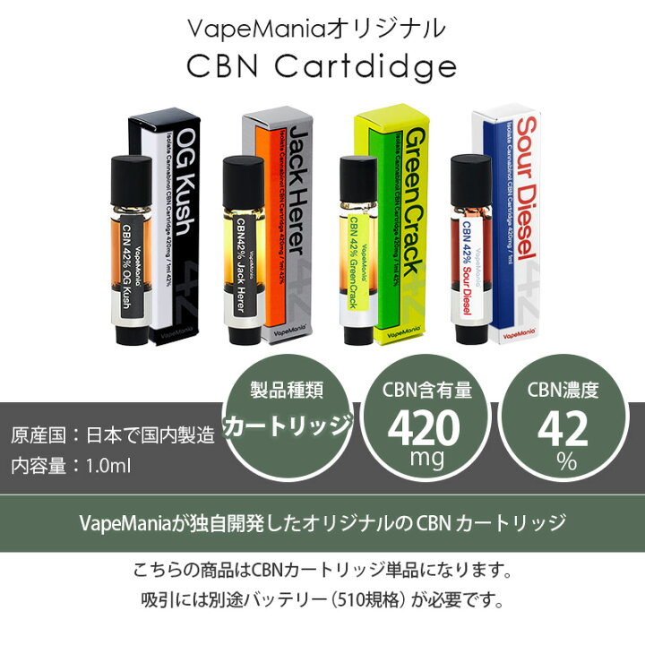 楽天市場】＼半額クーポン有／ CBN カートリッジ VapeMania CBN 42 