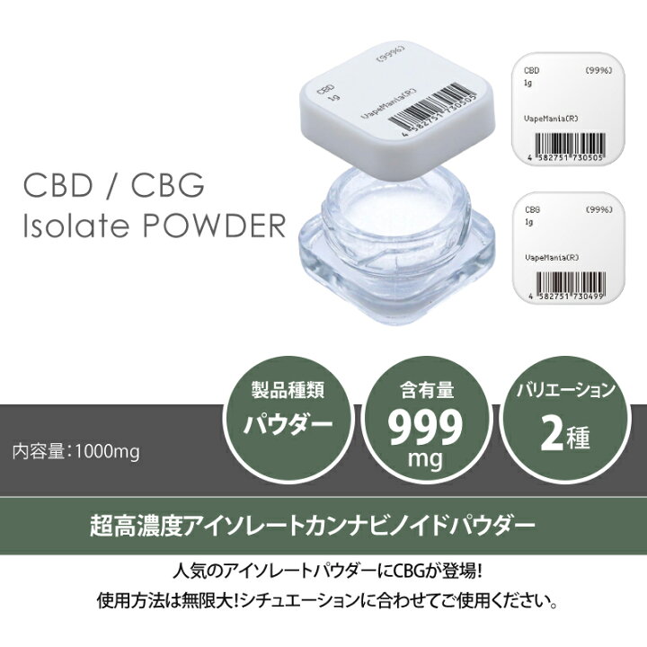 楽天市場】＼半額クーポン有／ CBD CBG パウダー 2種から選べる 1g 