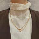 金属アレルギー対応 レディース サージカルステンレス アシンメトリー サークルペンダント ネックレス 39cm シンプル 金属アレルギー 変色しない 錆びない つけっぱなし 金アレ K18 ゴールド アクセサリー 金属アレルギー対応mitravita ミテラヴィータ 【N199】