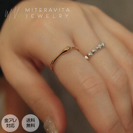 金属アレルギー対応 サージカルステンレス 指輪 幾何学 細リング 8号 〜16号 つけっぱなし リング レディース アクセサリー 18K ゴールドリング 金アレ対応 変色しない SUS316L 送料無料 金属アレルギー対応miteravita ミテラヴィータ 【R133】