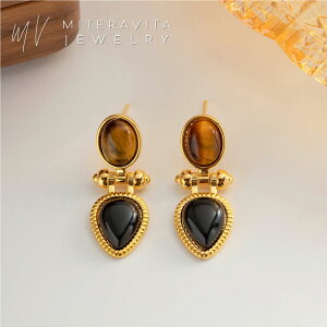 \オータムセール!全品10%offクーポン/ピアス 金属アレルギー 両耳 金属アレルギー対応 ピアス サージカルステンレス K18 ブラス タイガーアイ レディース ニッケルフリー 金属アレルギー
