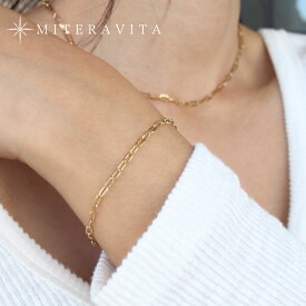 金属アレルギー ブレスレット サージカルステンレス ブレスレット ペーパークリップ 細 華奢 チェーン ゴールドアクセサリー 金属アレルギー対応mitravita ミテラヴィータ【B5】