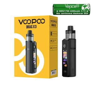 ���� �d�q�^�o�R �X�^�[�^�[�L�b�g VOOPOO Drag X3 Vape Mod Kit �x�C�v �ő�80W�o�� 21700/18650�o�b�e���[�Ή� PnP X DTL�^���N 5ml Type-C�}���[�d �j�R�`��0 �^�[��0