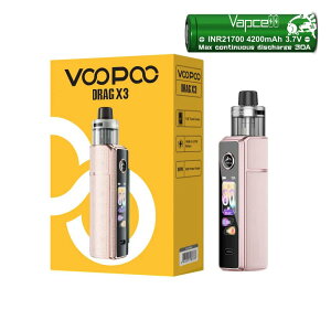 ���� �d�q�^�o�R �X�^�[�^�[�L�b�g VOOPOO Drag X3 Vape Mod Kit �x�C�v �ő�80W�o�� 21700/18650�o�b�e���[�Ή� PnP X DTL�^���N 5ml Type-C�}���[�d �j�R�`��0 �^�[��0