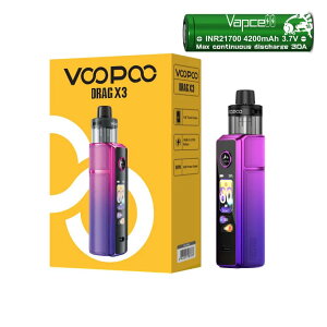 ���� �d�q�^�o�R �X�^�[�^�[�L�b�g VOOPOO Drag X3 Vape Mod Kit �x�C�v �ő�80W�o�� 21700/18650�o�b�e���[�Ή� PnP X DTL�^���N 5ml Type-C�}���[�d �j�R�`��0 �^�[��0
