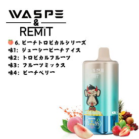 使い捨て 電子タバコ【ピーチトロピカルシリーズ】 Waspe & Remit 4 IN 1 kit 100000回吸引可能 シーシャ 携帯 シーシャ 持ち運び 4フレーバー切替可能 56ml 650mAh 1.0Ω Type-C充電 禁煙 タール0 ニコチン0