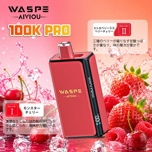 WASPE Double Flavor 100K Pro �g���̂ēd�q�^�o�R �ő�100000��z�� �_�u���t���[�o�[ 2in1 56ml��e�� 0.9�����b�V���R�C�� LED�f�B�X�v���C Type-C�[�d �x�C�v VAPE �R���p�N�g �j�R�`��0 �^�[��0