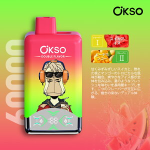 OKSO Double Flavor 60000 �g���̂ēd�q�^�o�R ��60000��z�� �_�u���t���[�o�[ 50mL 650mAh Type-C LED�f�B�X�v���C �f���A�����b�V���R�C�� �d�q�^�o�R �x�C�v �։� �����^�� �R���p�N�g �^�[��0 �j�R�`��