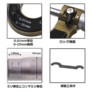 楽天市場 プロ仕様 マイクロメーター 0 25mm 単位0 01mm 外径測定 ゆうパケット発送 送料無料 代引不可 Youshowshop