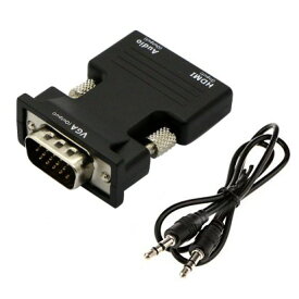 HDMI to VGA 変換アダプター ビデオアダプタ 音声出力 3.5mmケーブル付き (ブラック)[定形外郵便、送料無料、代引不可]