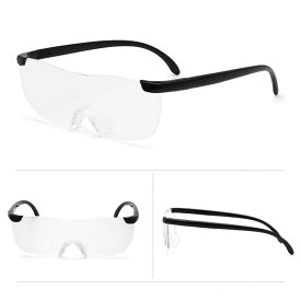 メガネ型ルーペ 1.6倍 拡大鏡 軽量 眼鏡 めがね ブラック ルーペ フリーサイズ[定形外郵便、送料無料、代引不可]