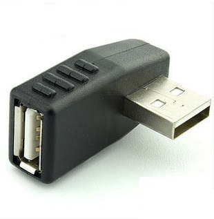USB方向変換アダプター L字型 オス メス 90度 直角 延長ケーブル コネクター (左向き)[定形外郵便、送料無料、代引不可]