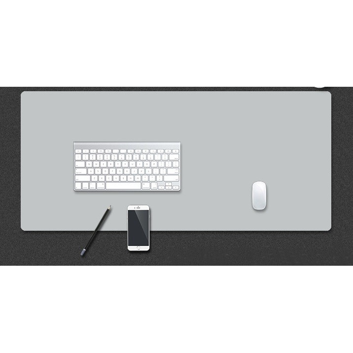 レザー調 デスクマット 大型 デスク マット マウスパッド (ライトグレー， 90×45cm)[送料無料(一部地域を除く)]