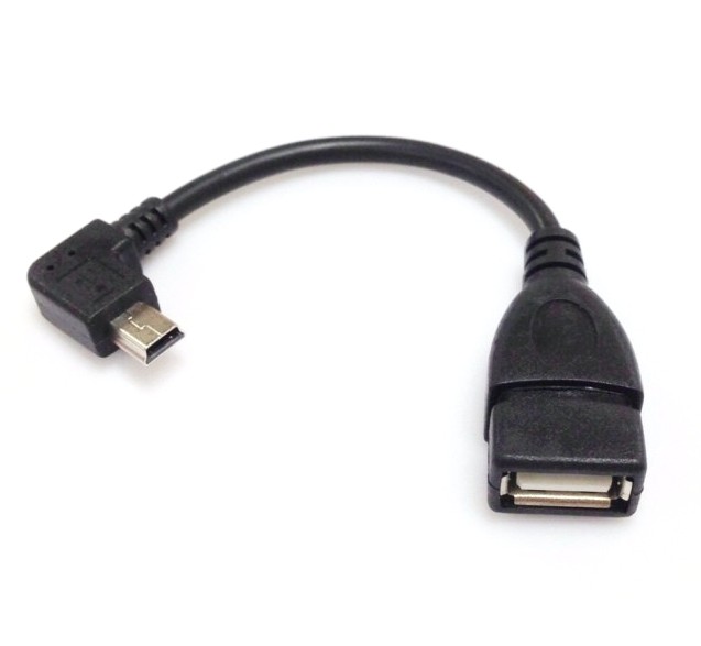miniUSB ホストケーブル OTGケーブル 90度 L型 miniUSB(オス)-USB-A(メス) 変換 アダプタ[定形外郵便、送料無料、代引不可]