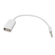 AUX音声変換コネクタケーブル USB A(メス) - 3.5mmステレオミニプラグ 20cm[定形外郵便、送料無料、代引…