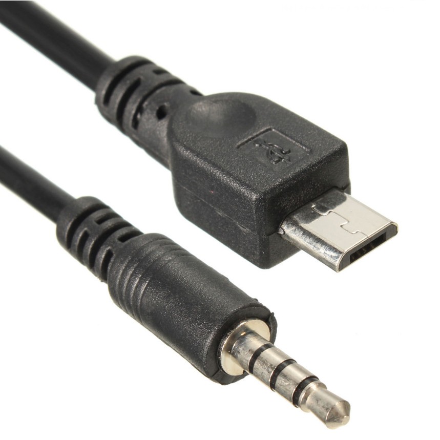 Micro USB(オス)⇔3.5mmステレオ端子 変換コネクターケーブル 《ブラック》 《50cm》 AUX 車 音楽 [定形外郵便、送料無料、代引不可]