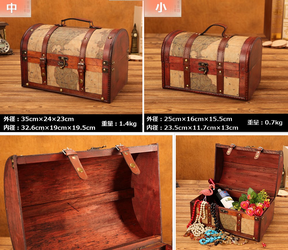 日本セール (☆BM)木製 マンダリンレトロ 八角形 収納箱 宝箱 高さ58.5