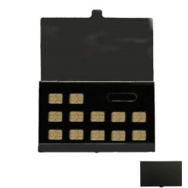 SIMカード 収納ケース 《ブラック》 12枚収納 持ち運び カードケース nanoSIMカード[定形外郵便、送料無料、代引不可]