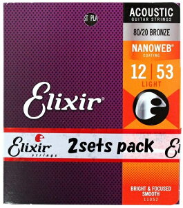 Elixir GNT[ AR[XeBbNM^[ NANOWEB 80/20uY Light .012-.053#11052 2Zbg #11052[`OXցAAs]