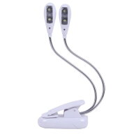 クリップ型 LEDスタンドライト 《ホワイト》 クリップライト LEDライト 4段階調整 読書灯 作業灯 譜面台…