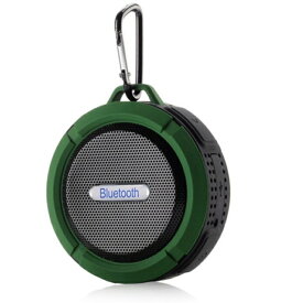 防水 高音質 ワイヤレス スピーカー 《グリーン》 Bluetooth コンパクト 持ち運び 携帯 音声通話可能 カラビナ[定形外郵便、送料無料、代引不可]