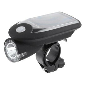 自転車 ソーラー LEDライト 《ブラック》 太陽光 USB充電 ライトホルダー付 フロントライト ヘッドライト 前照灯 [定形外郵便、送料無料、代引不可]