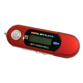 電池式 8GB内蔵 MP3プレーヤー 《レッド》 USBメモリ機能 デジタルオーディオプレーヤー 音楽再生 録音 小型 軽量 ポータブル[定形外郵便、送料無料、代引不可]