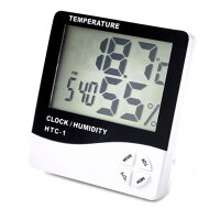 デジタル温湿度計 4ボタン 温度計 湿度計 アラーム 時計 目覚まし 日付 カレンダー 多機能 掛け時計 置時計[定形外郵便、送料無料、代引不可]