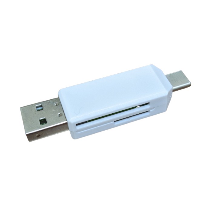 OTG カードリーダー Type-C USB-A ホワイト SDカード microSD コンパクト スマホ Android リーダー[定形外郵便、送料無料、代引不可]