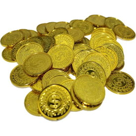 海賊アイテム 金貨100枚 セット ゴールドコイン 金貨 メダル チップ 玩具 おもちゃ 海賊王 演劇 小道具[ゆうパケット発送、送料無料、代引不可]