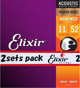 Elixir GNT[ AR[XeBbNM^[ 2pbN NANOWEB tHXt@[uY Custom Light .011-.052 #16027[`OXցAAs]