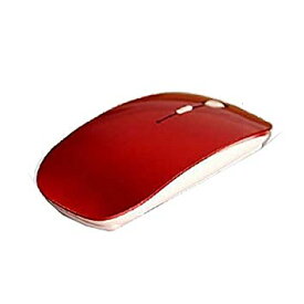 極薄 光学式 ワイヤレスマウス コンパクト 薄型 無線 2.4GHz USBマウス (レッド)[定形外郵便、送料無料、代引不可]