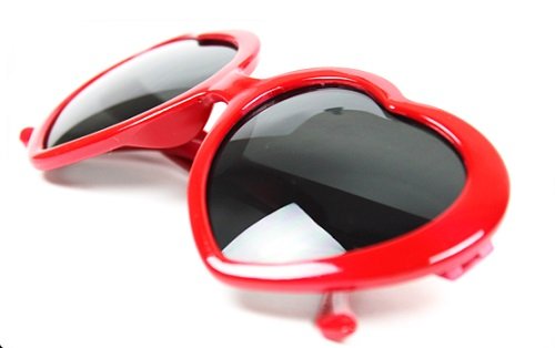 UVカット　ハートサングラス　ハート型　メガネ　(レッド)[定形外郵便、送料無料、代引不可]　眼鏡　パーティー　めがね　コスプレ