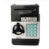 金庫型 デジタル 貯金箱 ATM 暗証番号 紙幣 硬貨 対応 パスワード セキュリティ 安全 《ブラック》[送料…