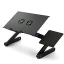 寝ながらデスク ノートPCデスク 冷却ファン付 角度調節 ノートパソコンスタンド スタンディングデスク [アイデア][便利][送料無料(一部地域を除く)]