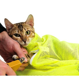 ねこ用 ネット みのむし袋 カラーランダム 猫用 脱走防止 爪切り 耳掃除 シャンプー メッシュ 清潔[定形外郵便、送料無料、代引不可]
