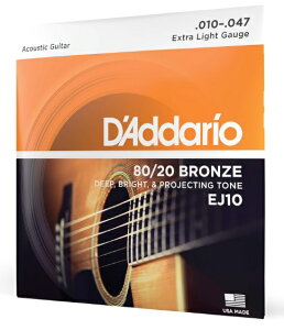D'Addario __I AR[XeBbNM^[ 80/20uY Extra Light .010-.047 EJ10[`OXցAAs]