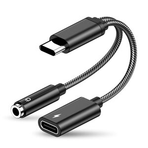 2in1 USB �ϊ��A�_�v�^ USB Type-c to 3.5mm�C���z���W���b�N �[�d ���y�Đ� �ő�10w[��`�O�X�ցA���������A����s��]