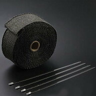 バイク用 耐熱バンテージ 《5m×50mm》 《ブラック》 マフラーに巻きつけて放熱を抑制 グラスファイバー…