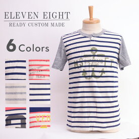 セール 40%OFF ELEVEN EIGHT イレブンエイト 322-021 ボーダープリントTシャツ 半袖 メンズ ブランド トップス カットソー 40代 ポイント消化 アメカジ【SSS】