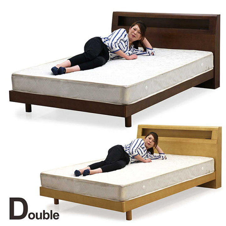 R385 未使用 ダブルベッド、日本製マットレスセット、幅140cm 美品
