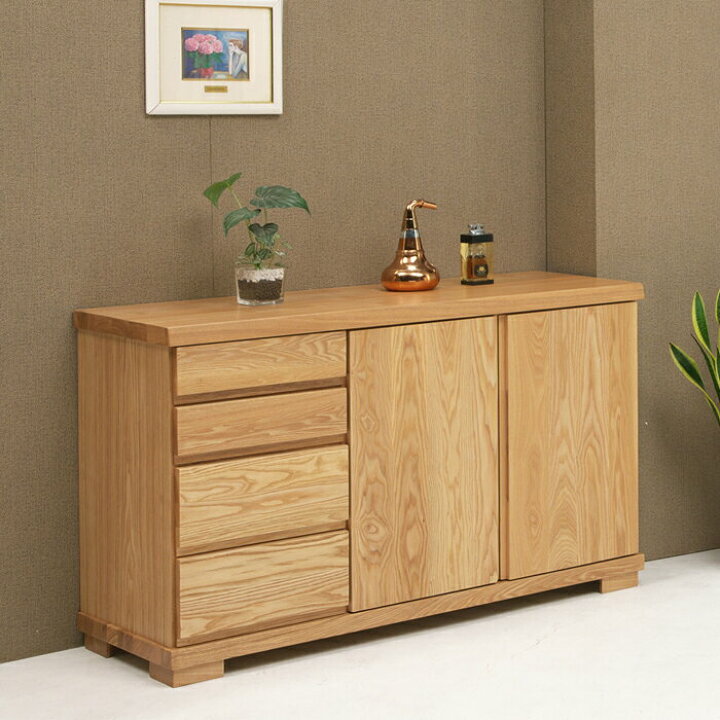 楽天市場 無垢 キャビネット サイドボード 幅1cm ナチュラル 引き出し 扉 小物 収納 壁面収納 リビング収納 脚付 シンプル モダン 木製 完成品 家具通販 楽天 通販 送料無料 家具 インテリア雑貨 バリファニ