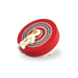 【送料無料(定形外発送)】　コマ　木のおもちゃ　カラーなげこま　6cm　赤色　レッド 木製　木芯　博進社　国産品　紐付
